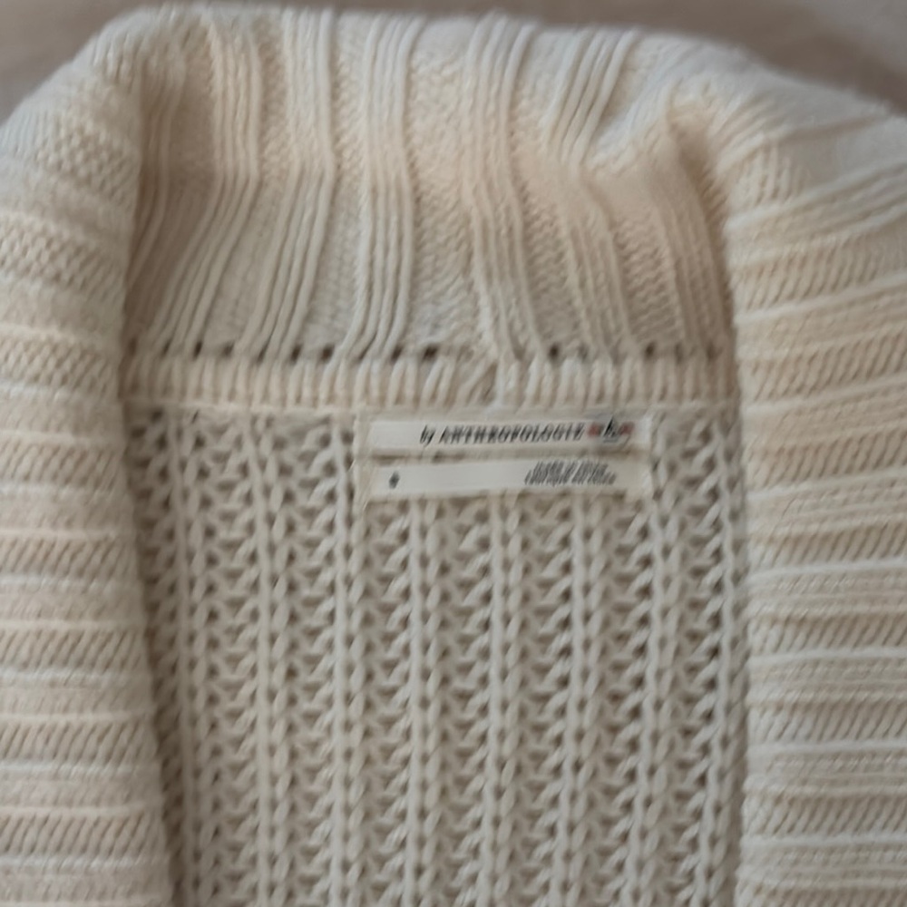 Anthropologie Cream Chunky Knit Cardigan